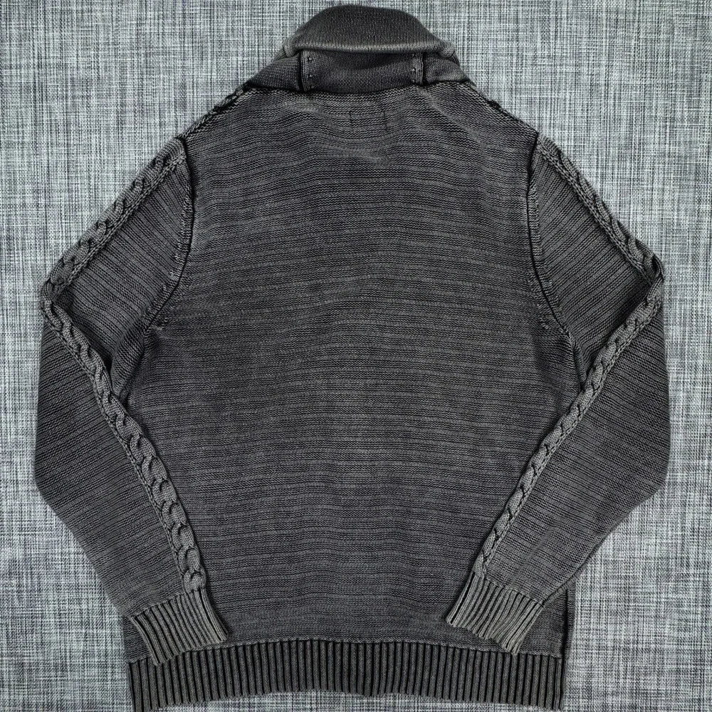 Rock & Republic Cardigan Mens XXL Gray Cotton Cable Knit Shawl Collar Pockets